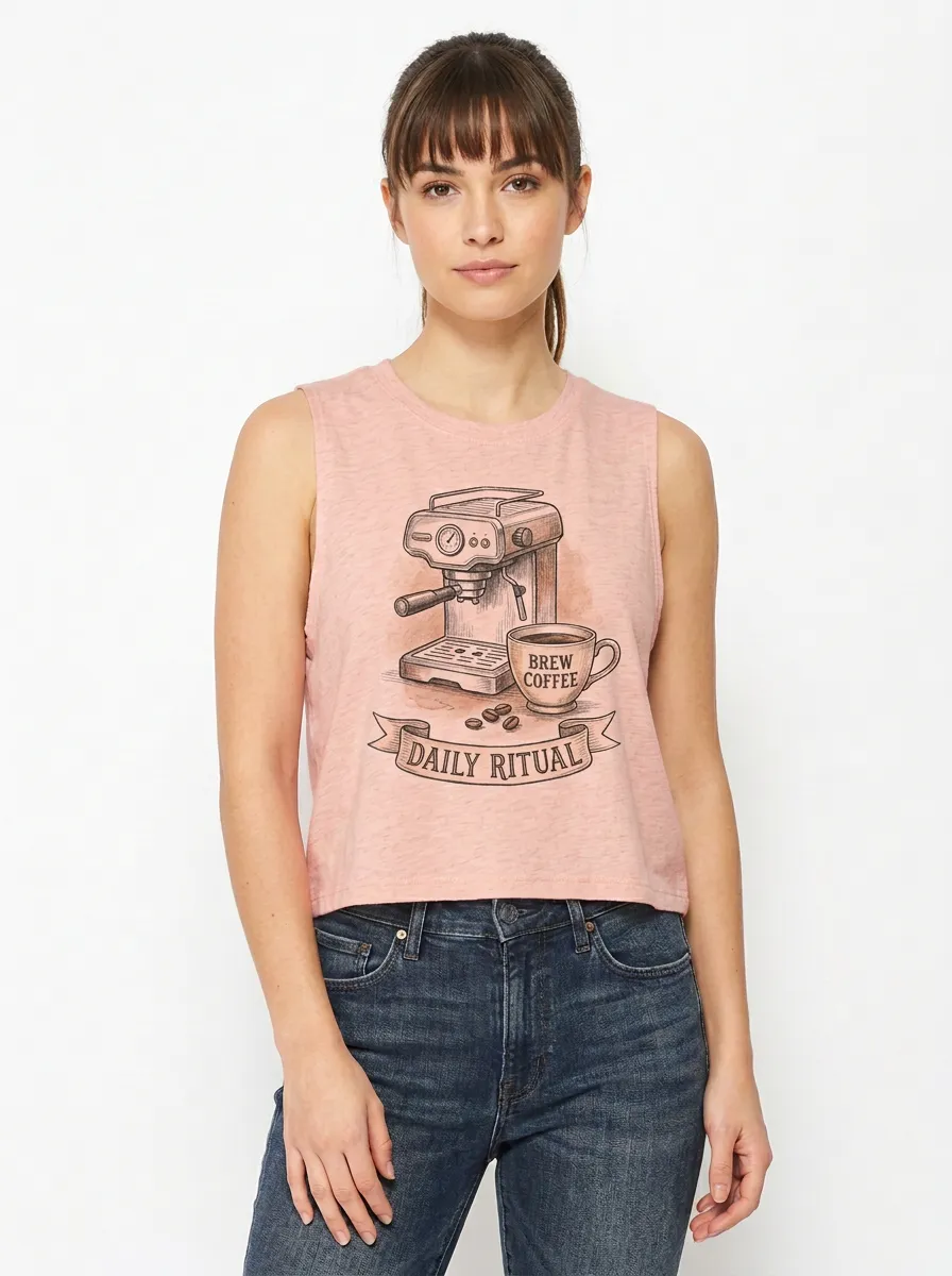 Women's Coffee Daily Ritual Espresso Machine Graphic Tank Top