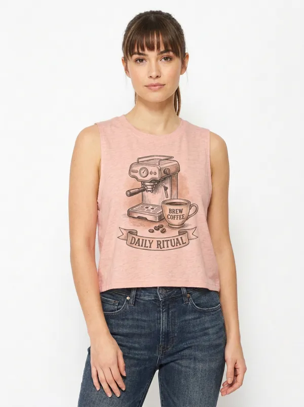 Women's Coffee Daily Ritual Espresso Machine Graphic Tank Top