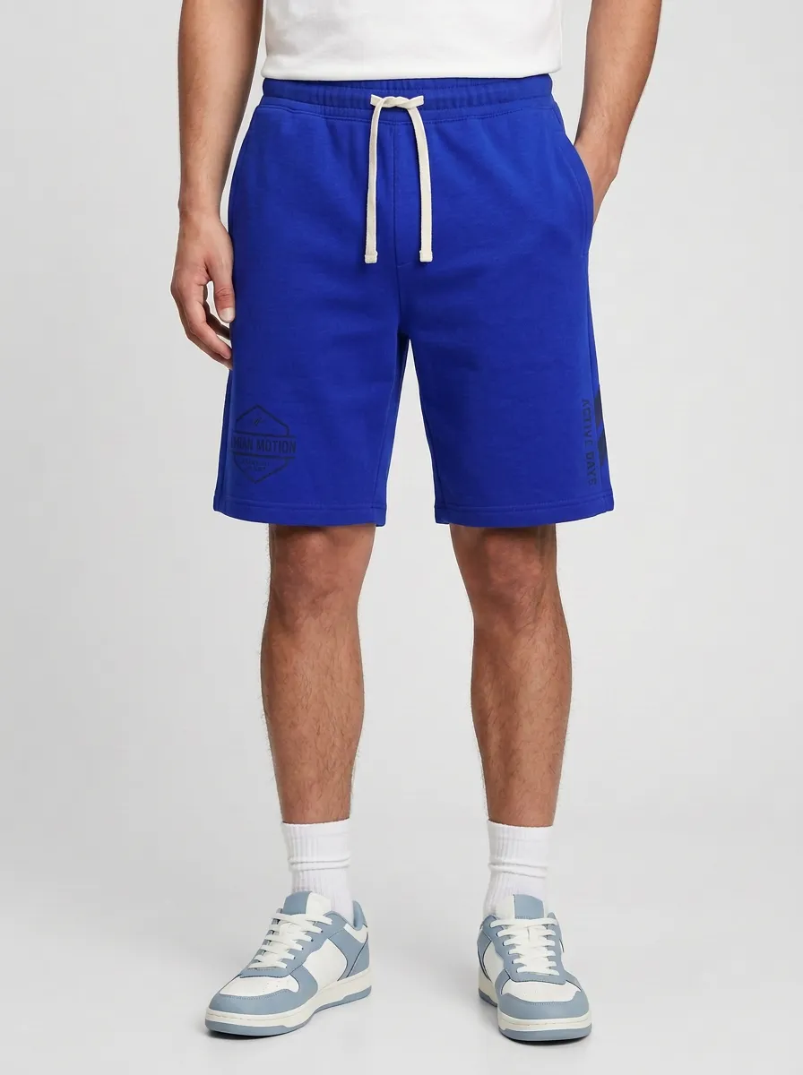 Men's Drawstring Relaxed-Fit Printed Sweat Shorts