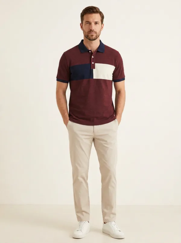 Men's Modern Everyday Colorblock Printed Polo Shirt