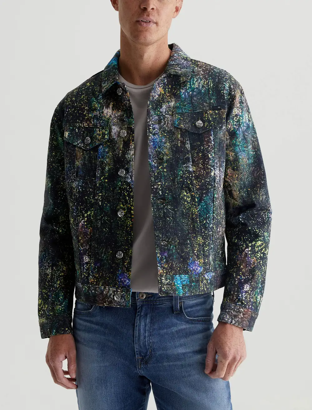 Men's Concealed Pocket Adjustable Waist Trucker Jacket