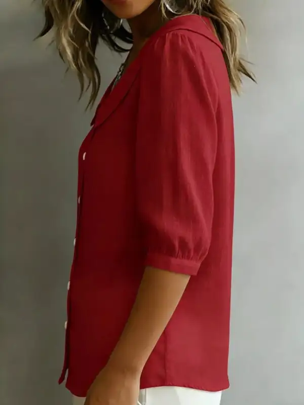 Peter Pan Collar Button Down Shirt Plus