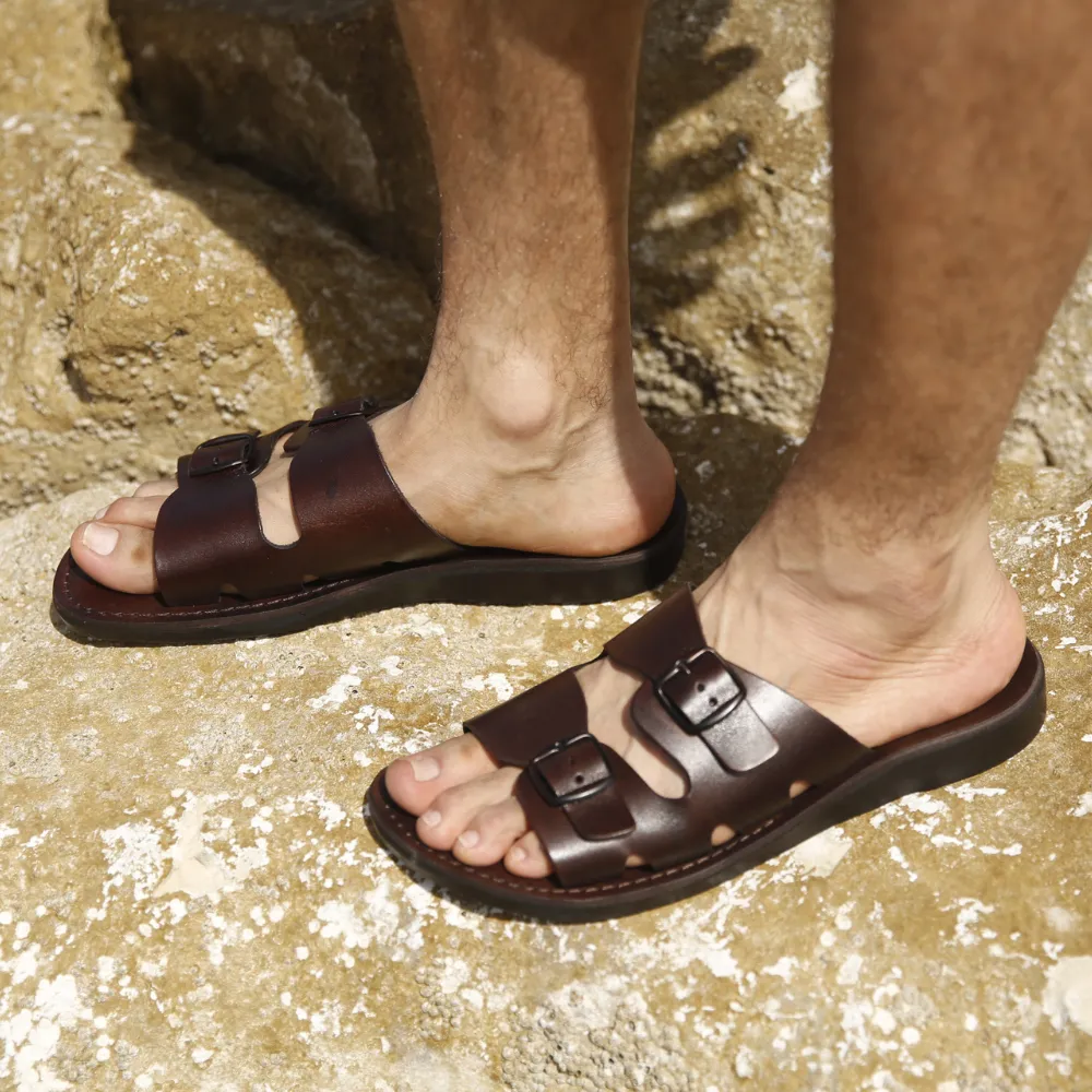 Leather Double Buckle Sandals