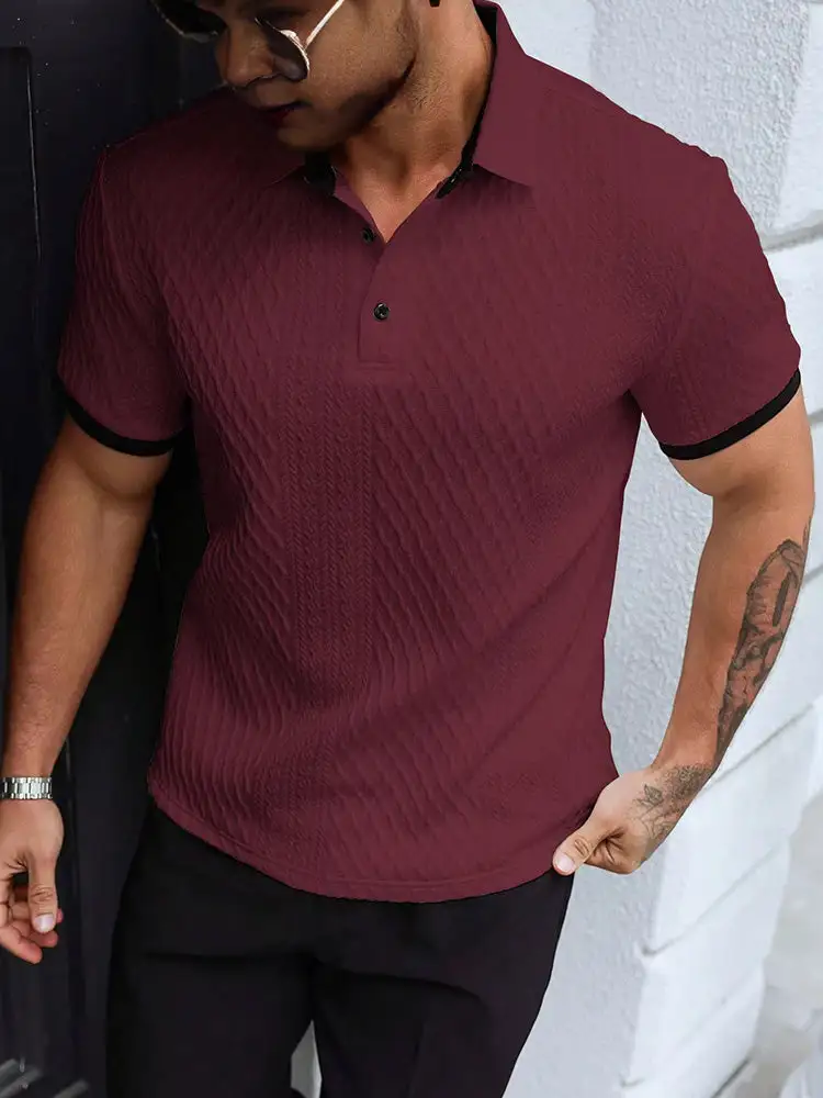 Contrast Trim Cool-Touch Cotton Knit Short Sleeve Shirt