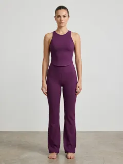 Women's Outdoor Inspired Ribbed Yoga Inspired Fitness Inspired Tank Top and Flare Pants Active Set