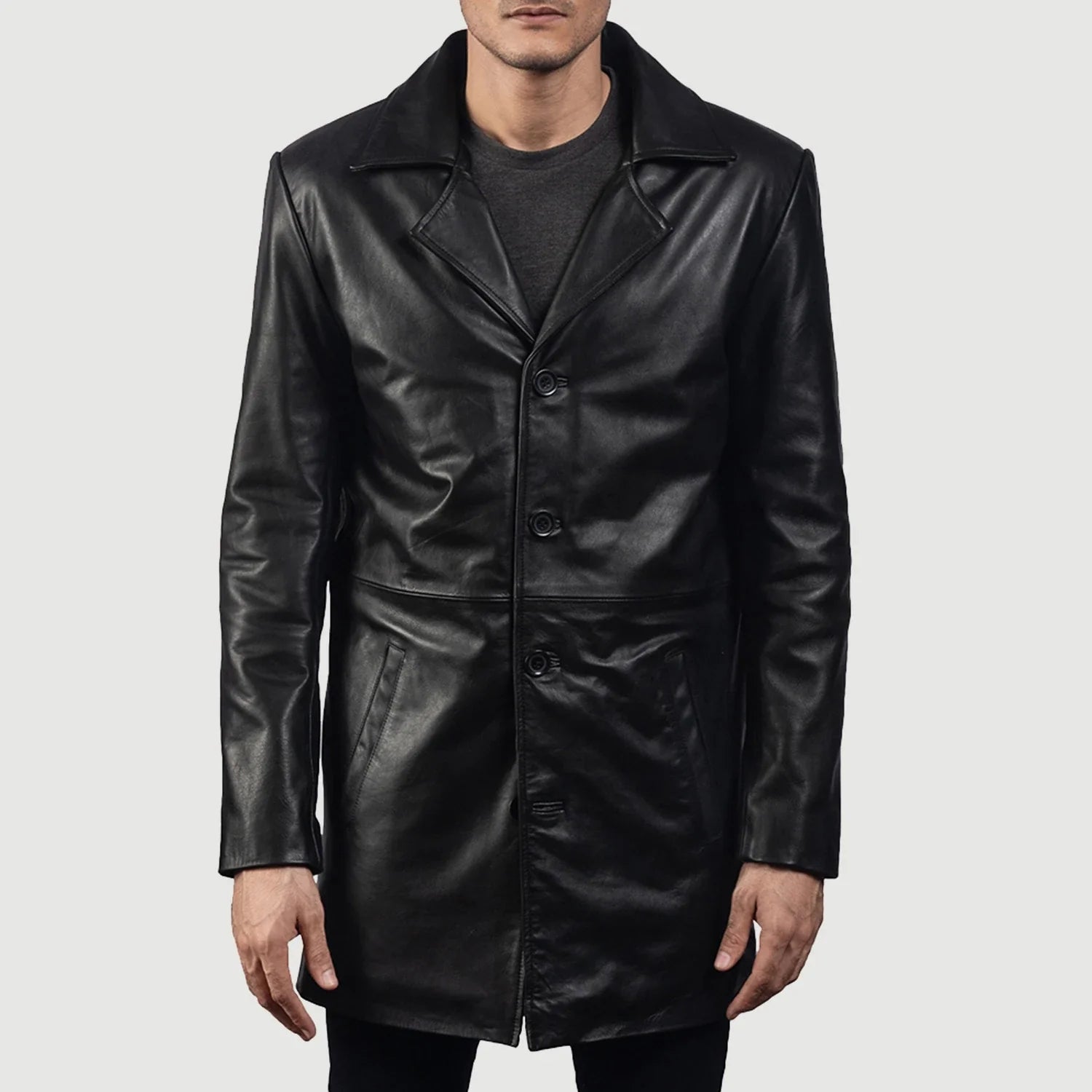 Men's Classic Leather Coat