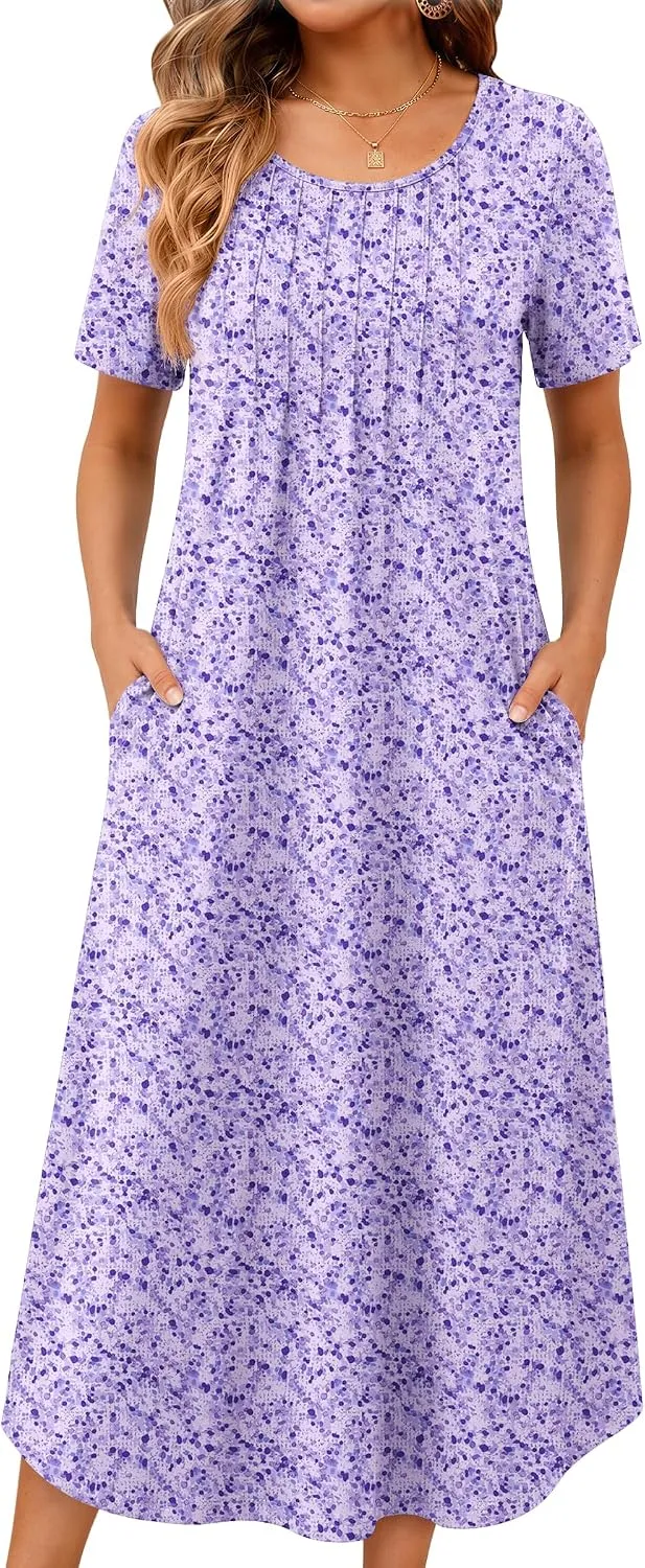Ekouaer Cotton Nightgowns for Women Plus Size Moo Moos with Pockets