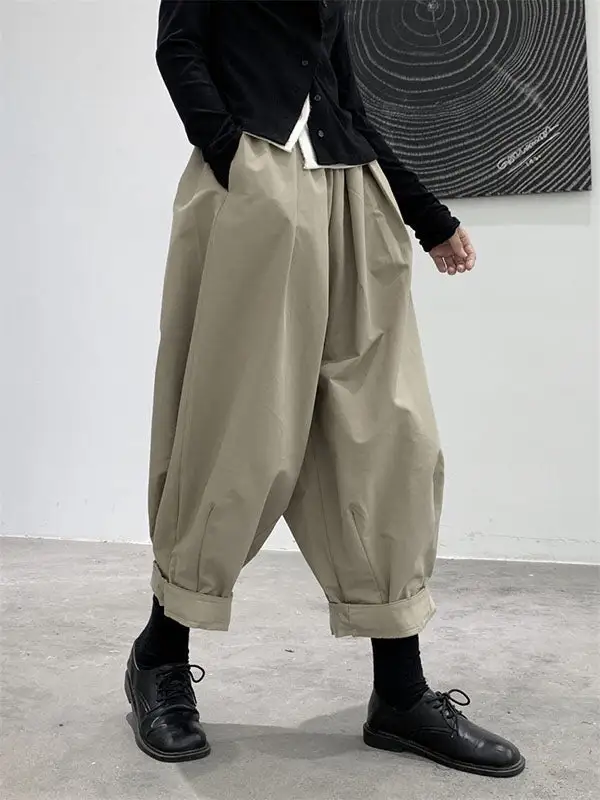 Women's High Waist Loose Fit Pleated Patchwork Pants