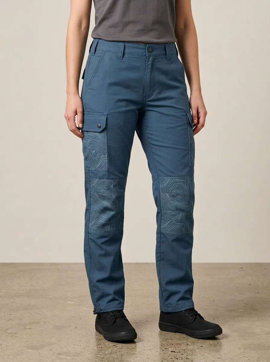 Unisex Outdoor Hiking Topographic Map Printed Tactical Work Pants