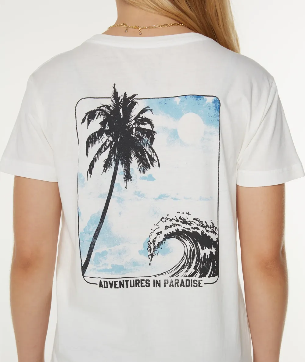 White Cartoon Print Pure Cotton Casual T-Shirt