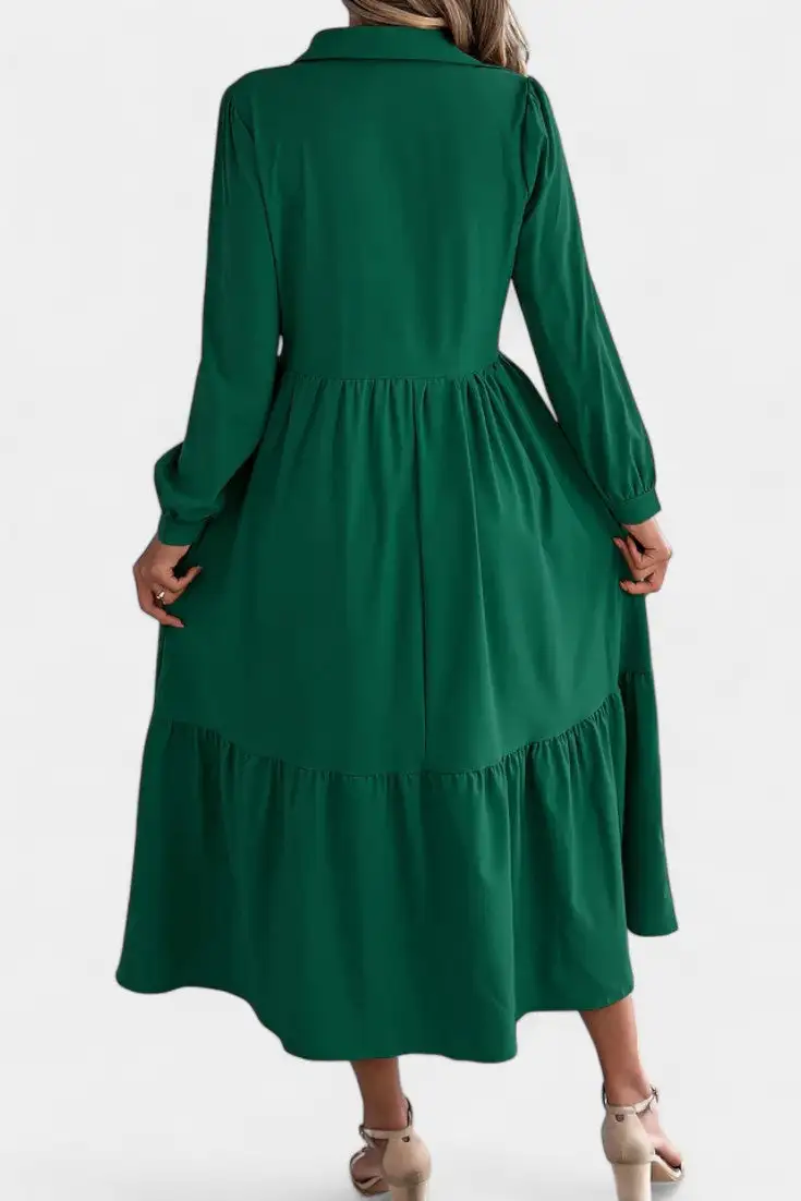 Shirt-Style Long-Sleeve Maxi Dress
