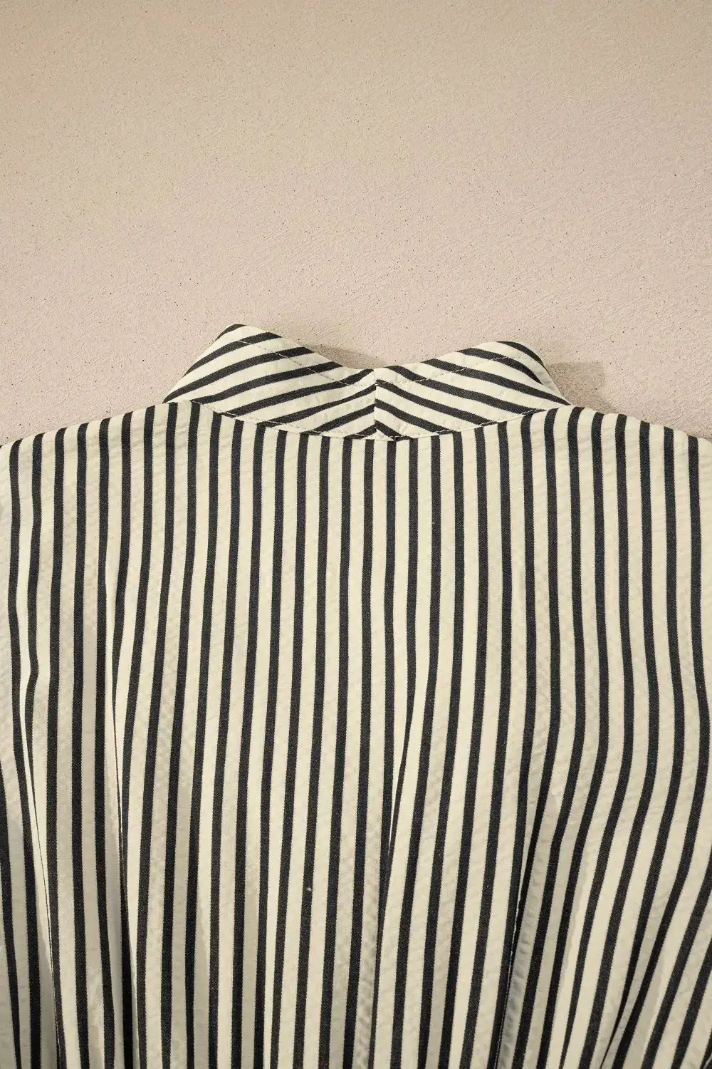 Striped V Neck Zip Front Midi Dress
