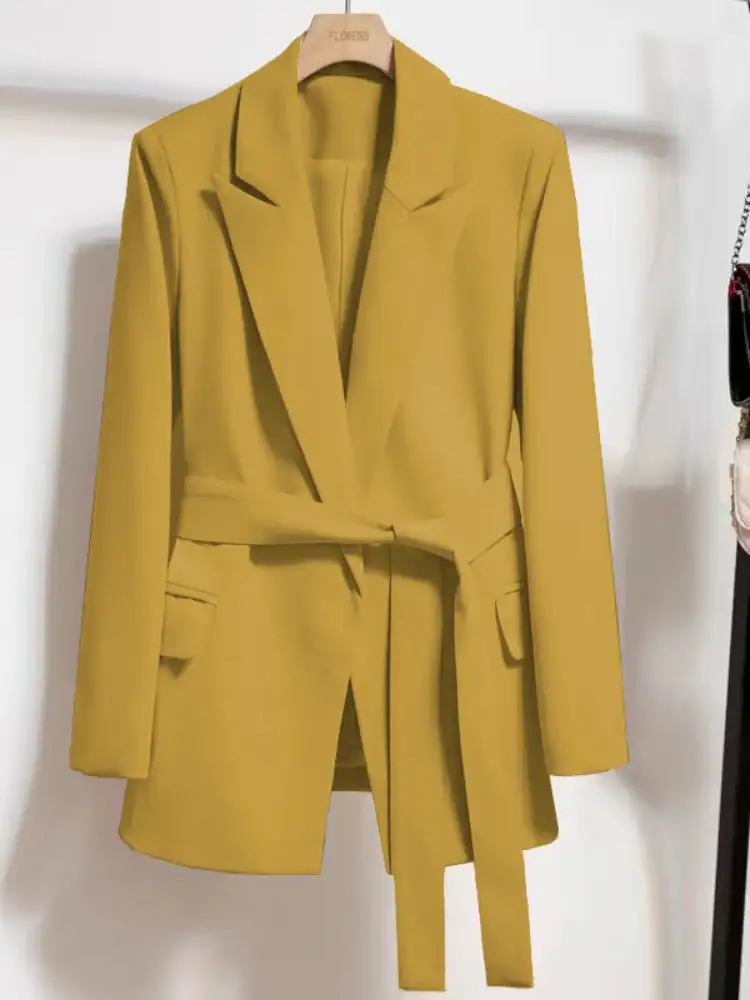 Belted-Waist Tailored Women's Blazer