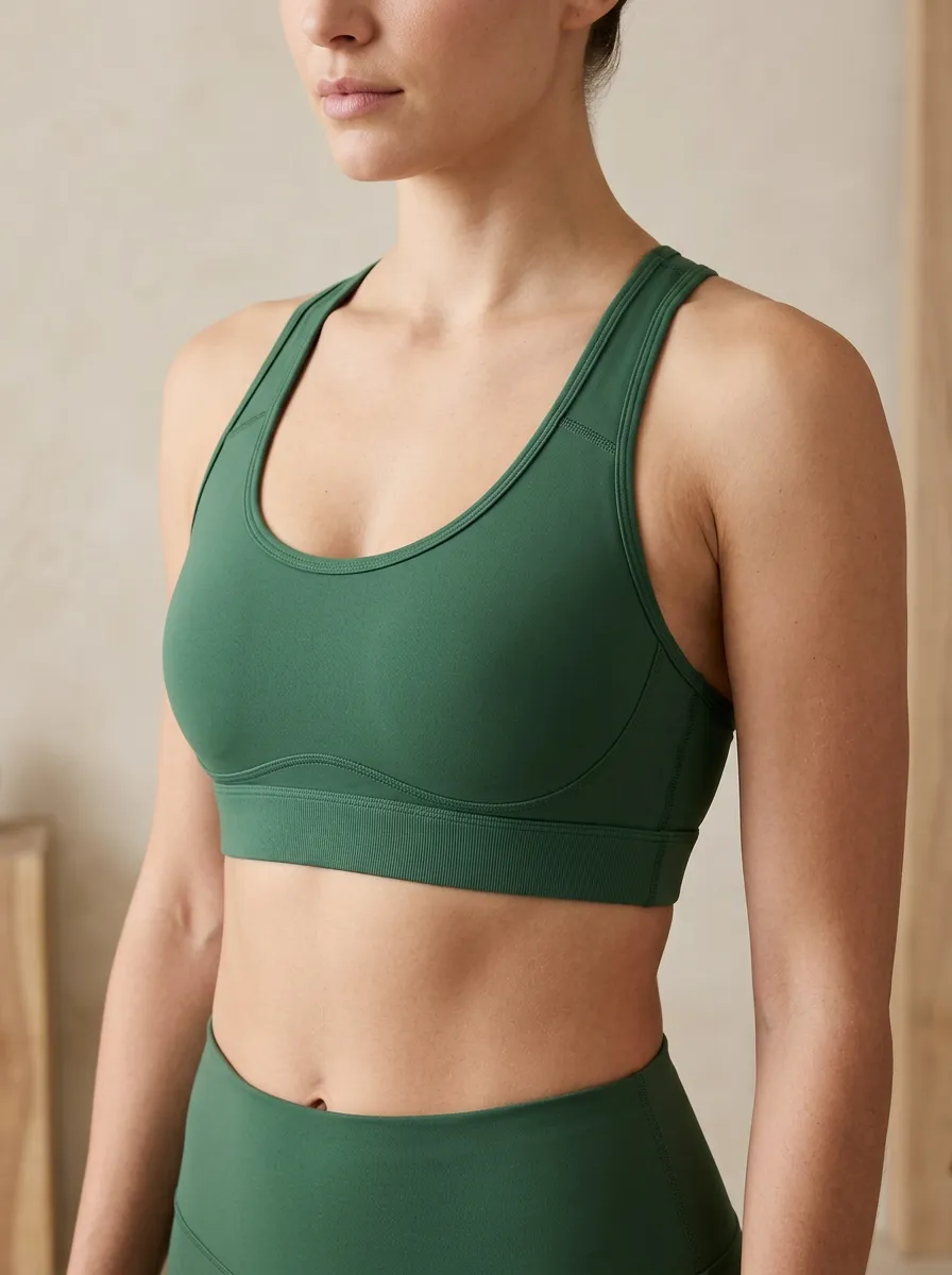 Women's Scoop Neck Racerback Ribbed Sports Bra