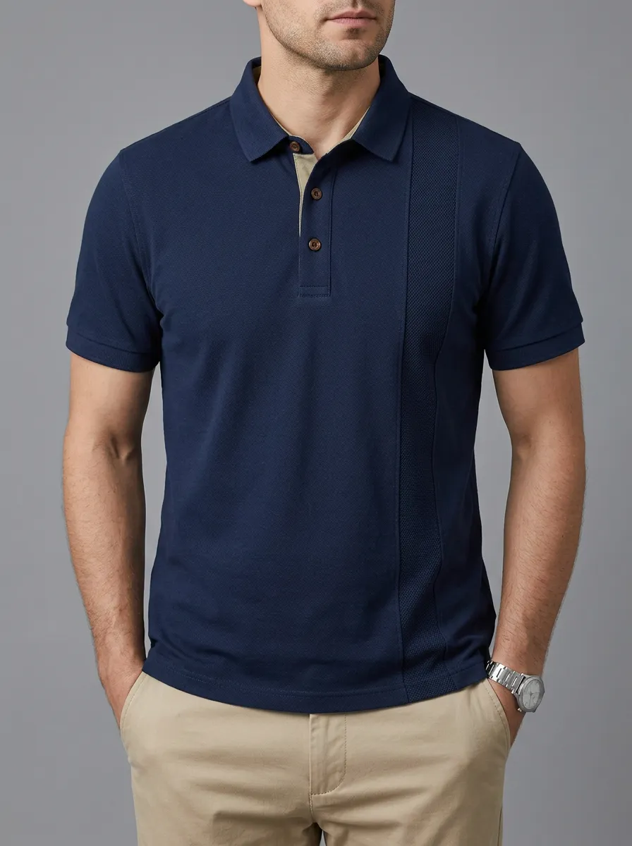 Men's Modern Comfort Contrast Collar Polo Shirt