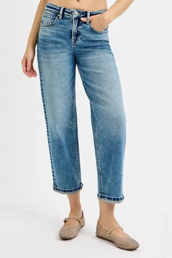 High Rise Crop Boyfriend Plus Denim Jeans