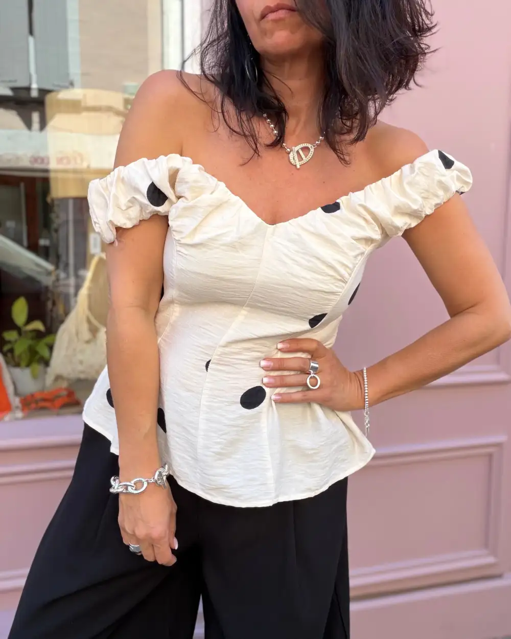 Modern Cotton Polka-Dot Blouse