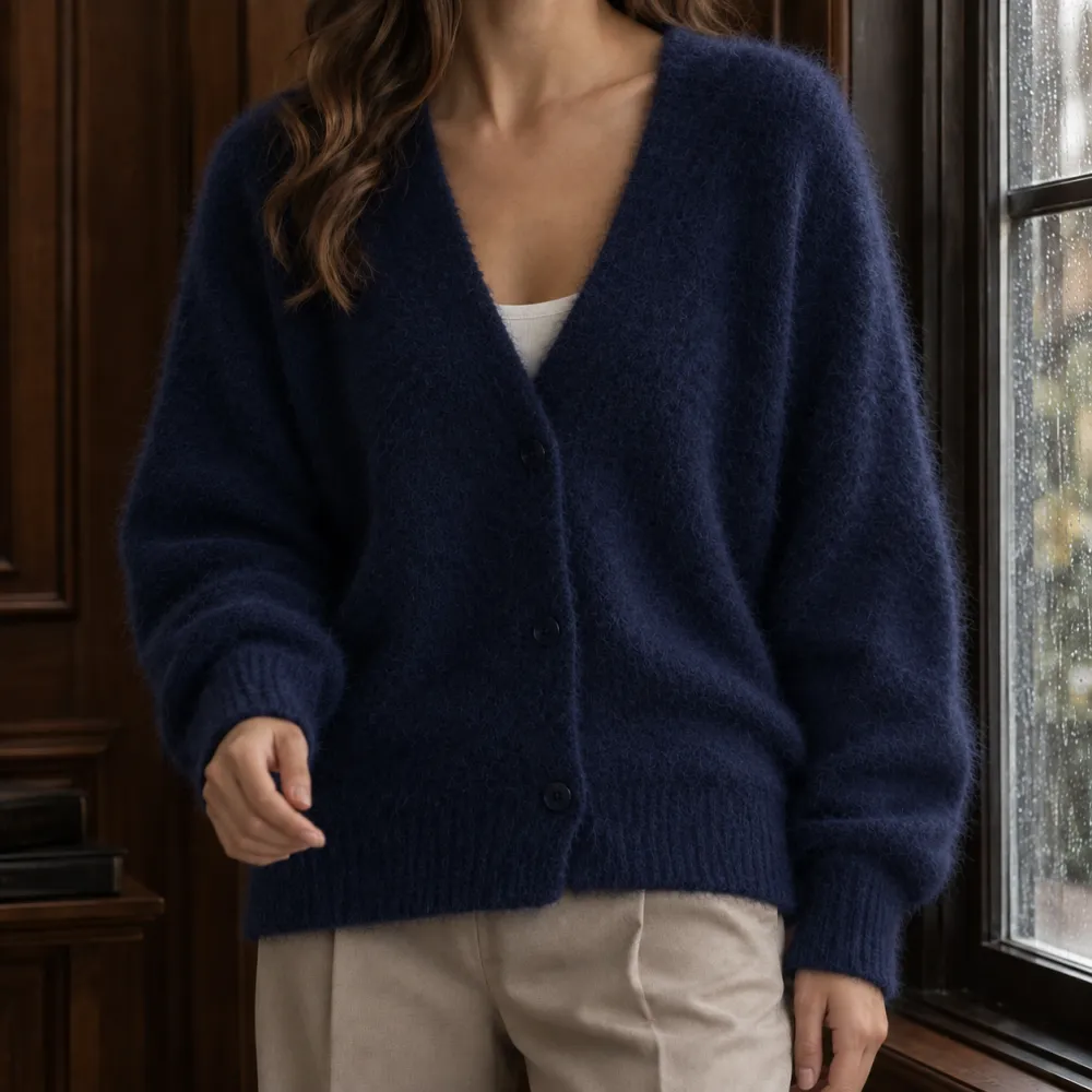 V-Neck Button-Front Cardigan