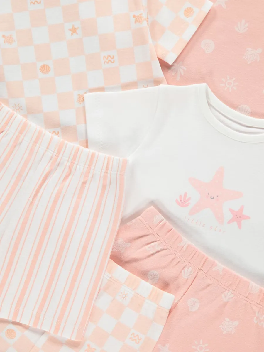 Pink Star Fish Little Star Short Pyjamas 3 Pack