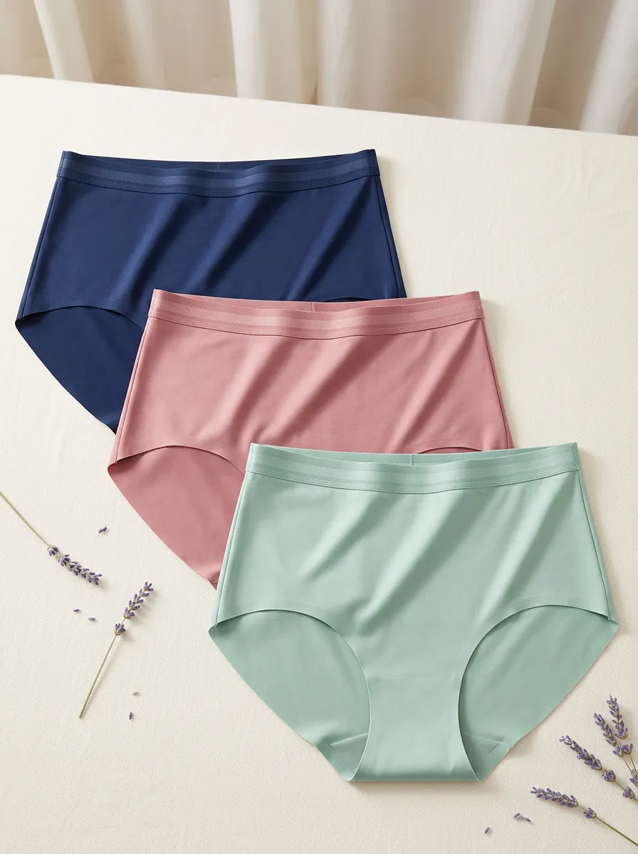 Women's High-Waisted Seamless Solid Color Three-Pack Panties