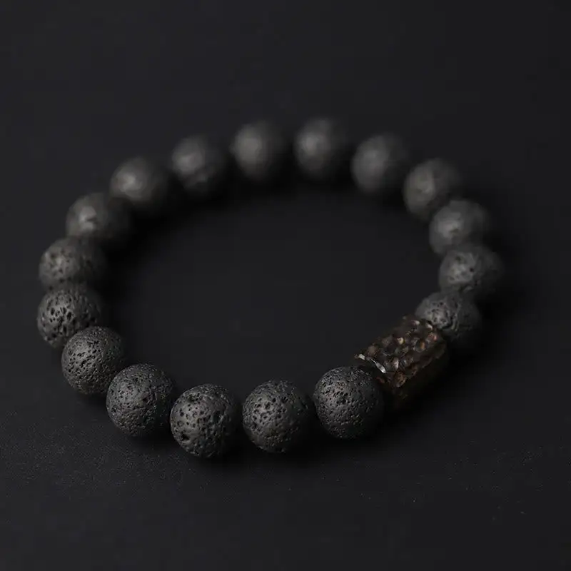 Handmade Rise Within Lava Rock Bracelet