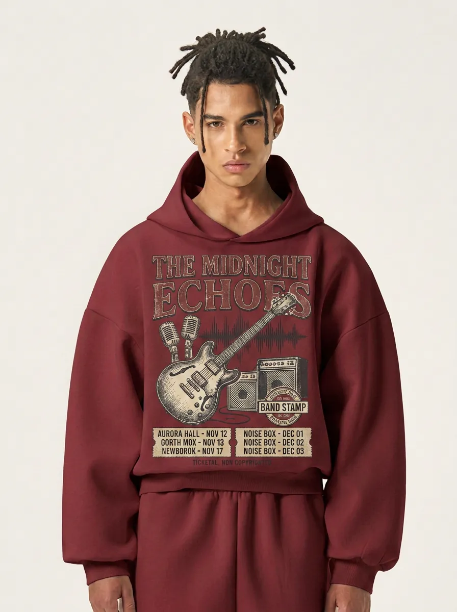 Men‘s Rock Band Music Lover Guitar Concert Printed Hoodie