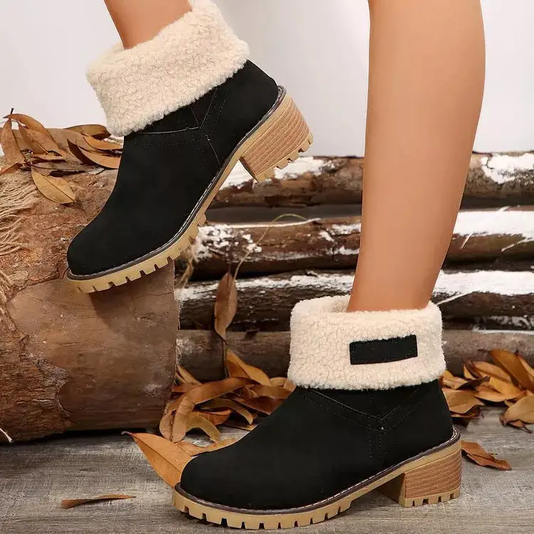 Refined Round Toe Block Heel Boots