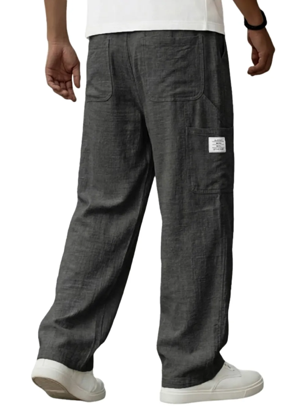 Linen Blend Utility Pocket Trousers