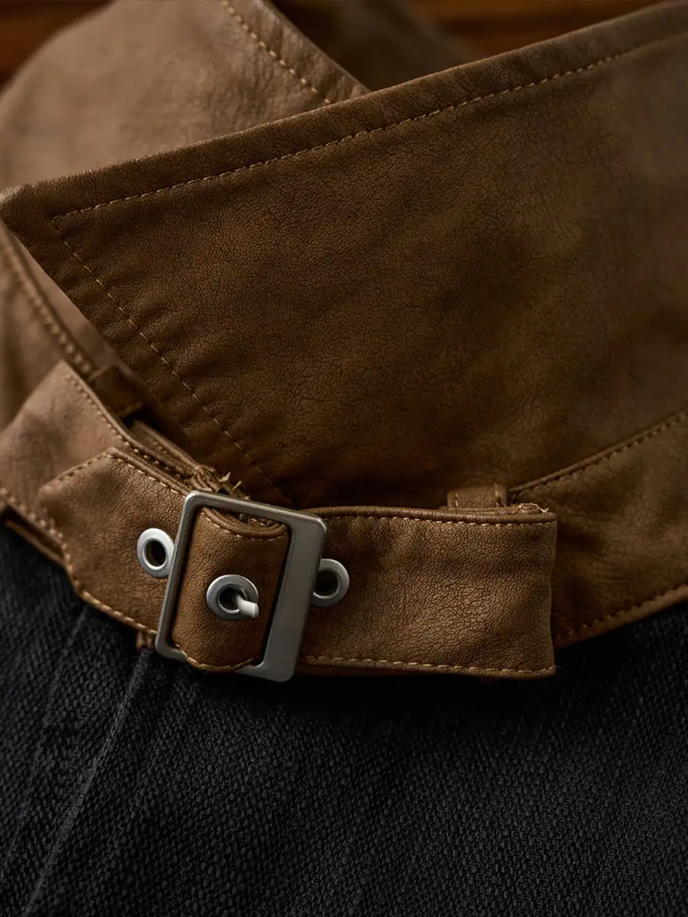 Men's Leather Button Front Field Jacket