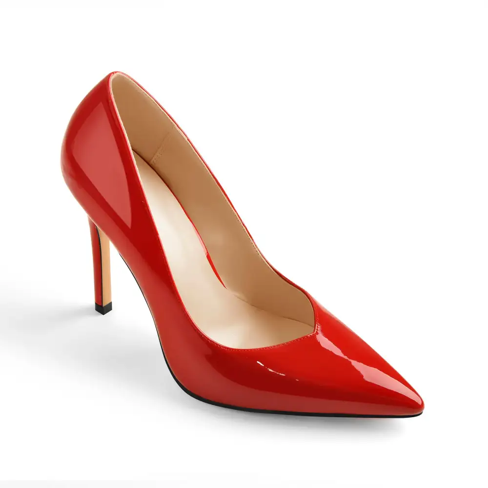 Contemporary Patent Finish Pointed Toe Stiletto Pumps