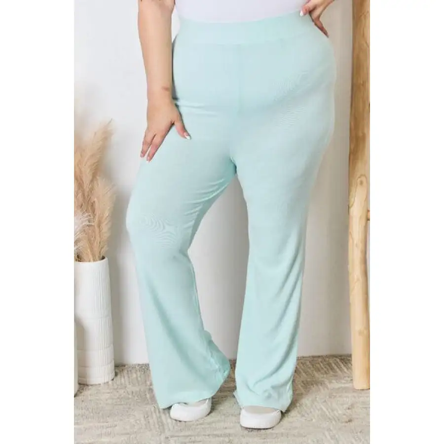 Classic  Full Size High Waist Ultra Soft Knit Flare Pants
