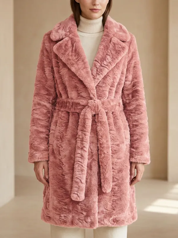 Belted Faux Fur Coat