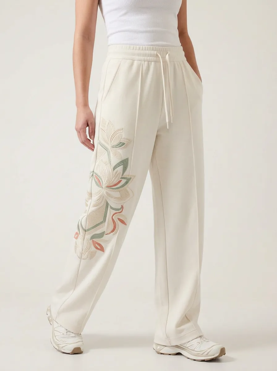 Women's Floral Lotus Botanical Graphic Sweatpants