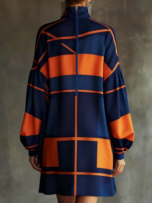 Long Sleeve Relaxed Contrast Color Pleated Pocket Split Joint Zipper High