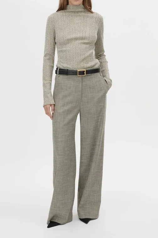Chocolate Marle Tailored Wide-Leg Pants