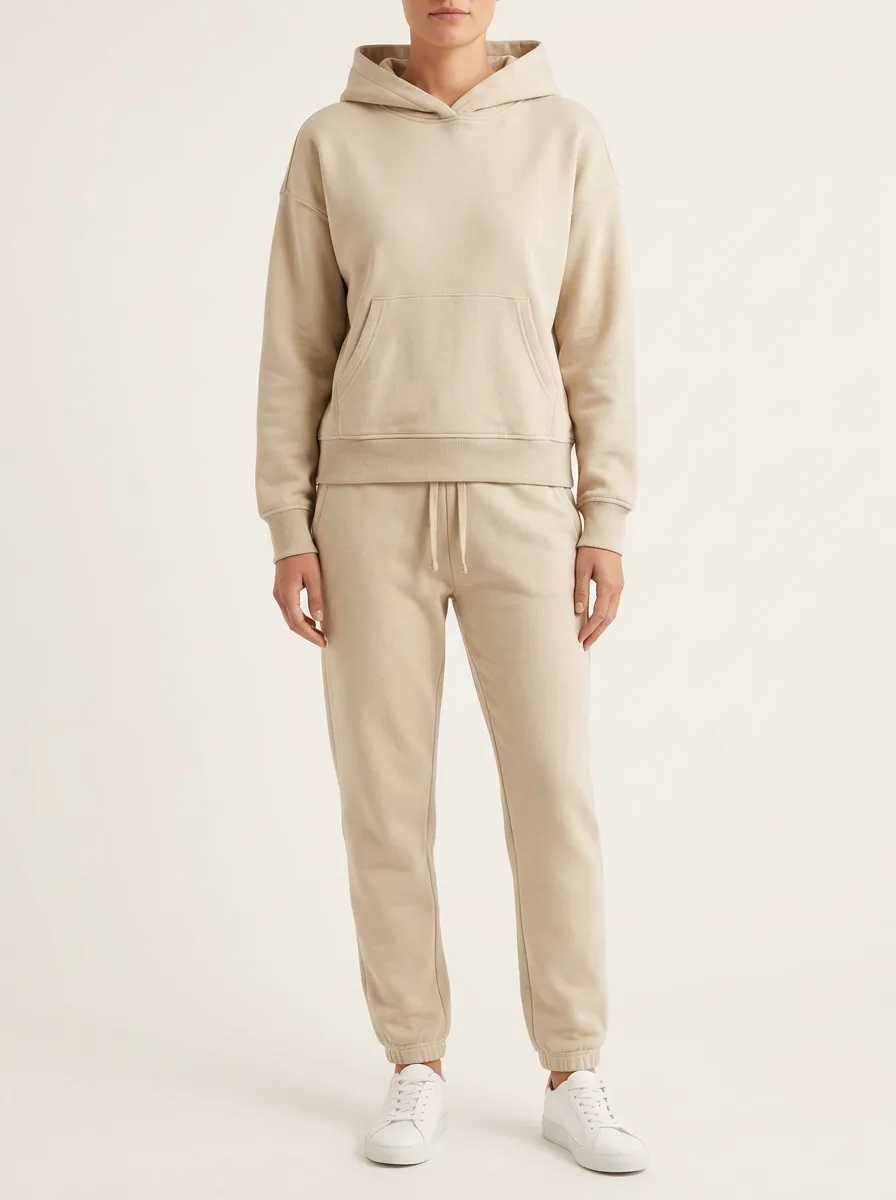 Women's Structured-Hood Pullover and Drawstring Jogger Set