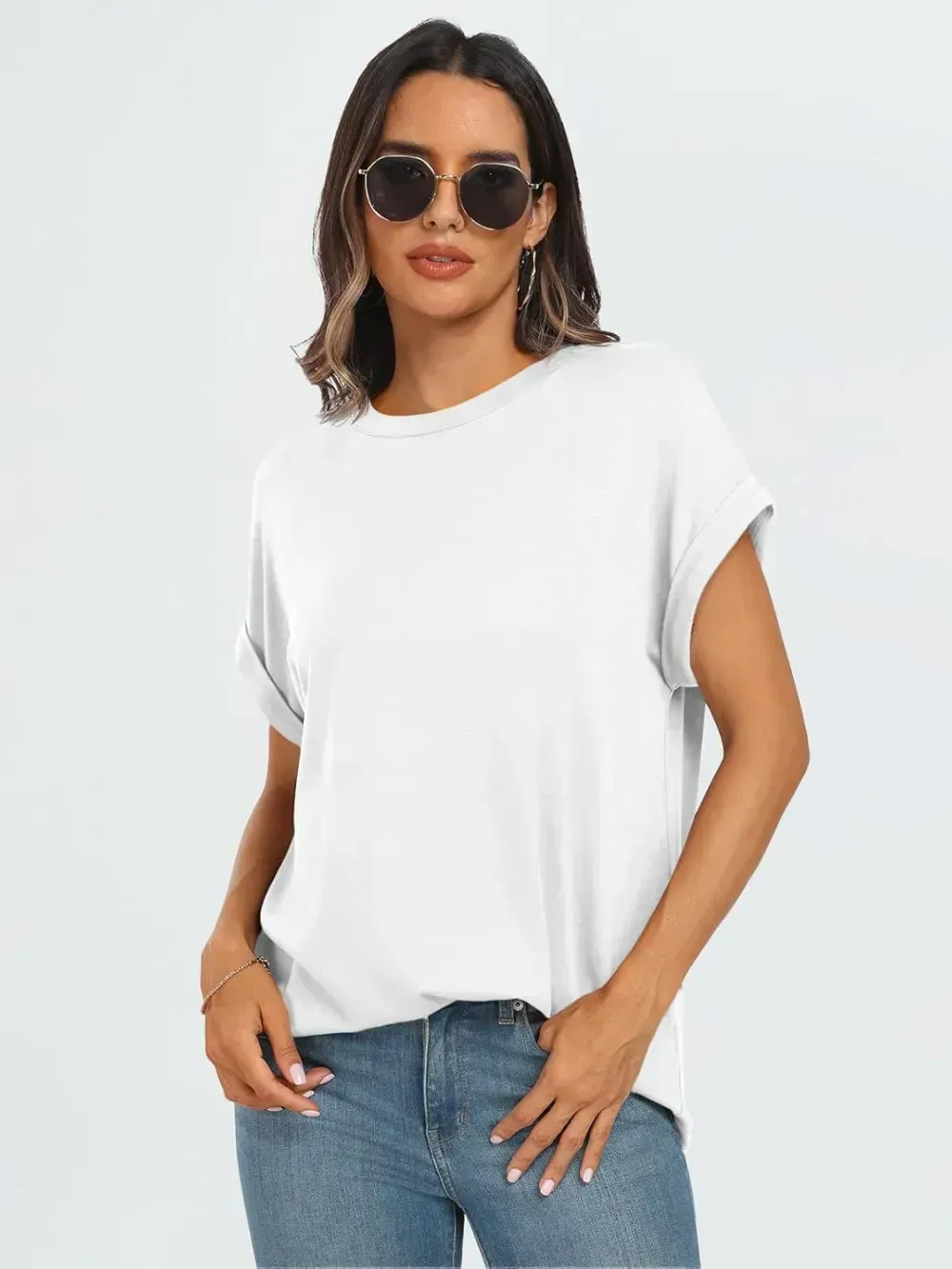 AUTOMET Women Tops Casual Basic T Shirts Loose Fit Crewneck Short Sleeve Summer Outfits