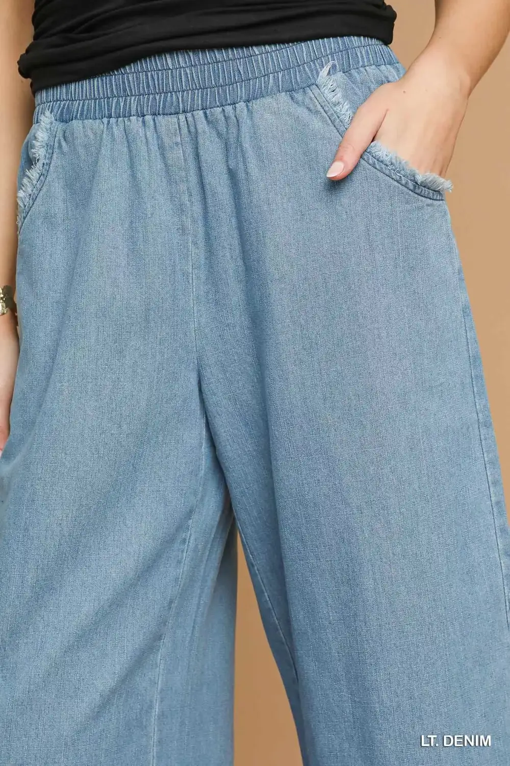Soft Wide Leg Washed Denim Jeans