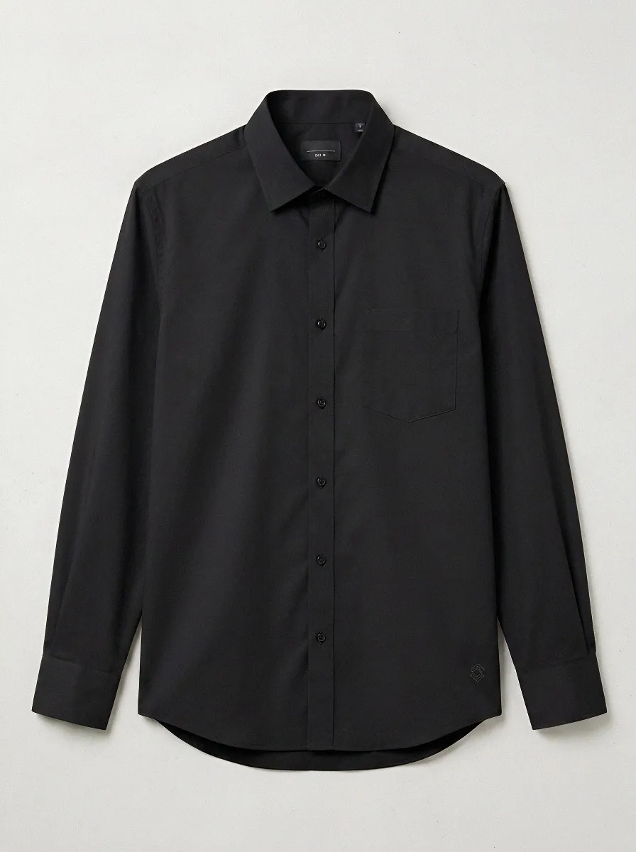 Men's Non-Iron Cotton Solid Grey Button-Down Shirt
