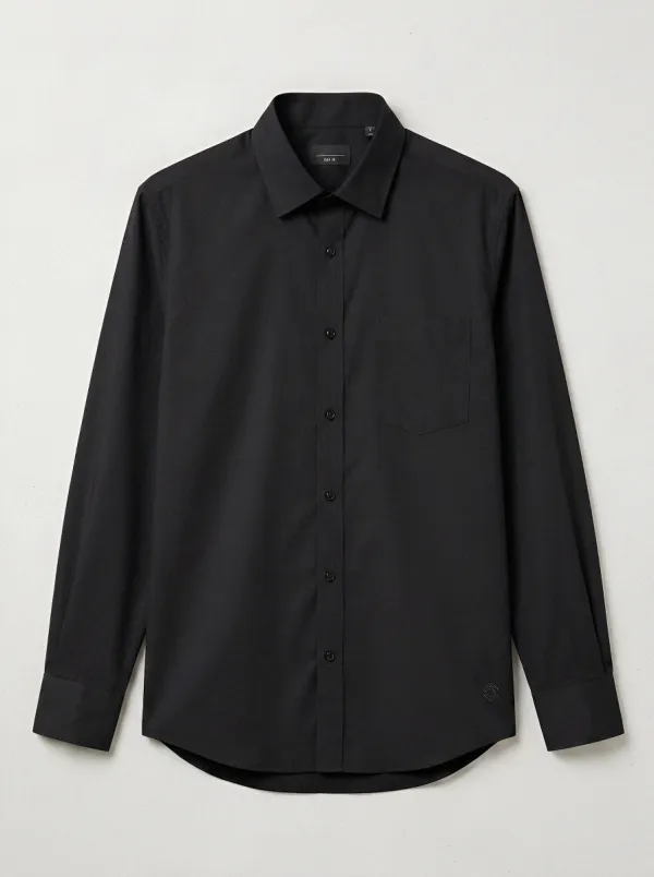 Men's Non-Iron Cotton Solid Grey Button-Down Shirt
