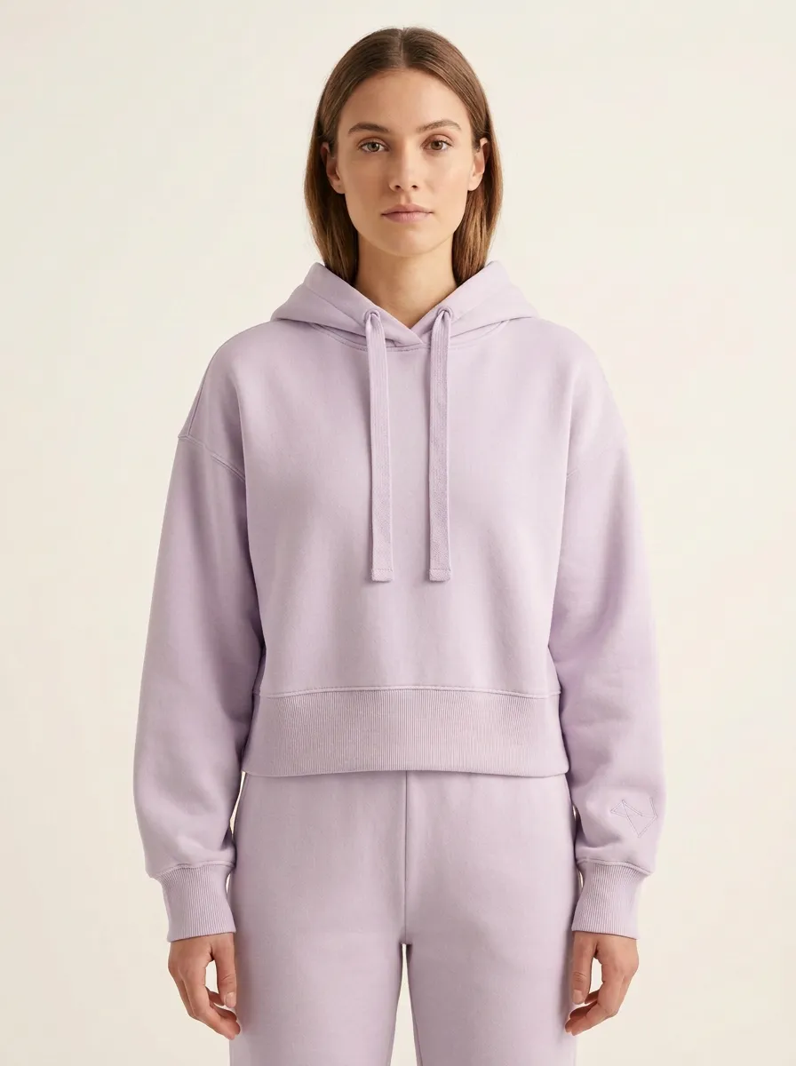 Women's Minimalist Solid Beige Hoodie