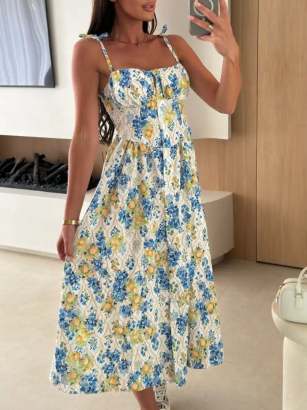 Drape Striped Midi Dress