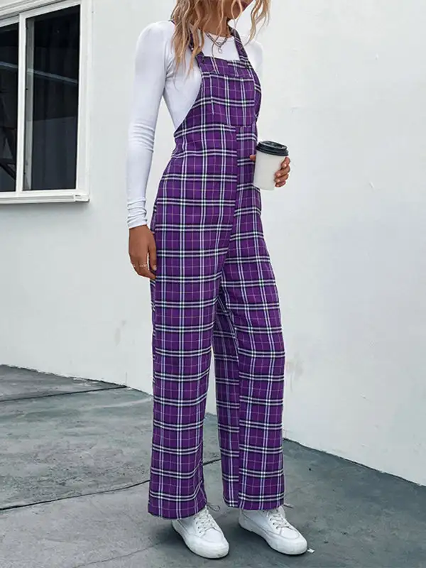 Lissa Plaid Overall Jumpsuit