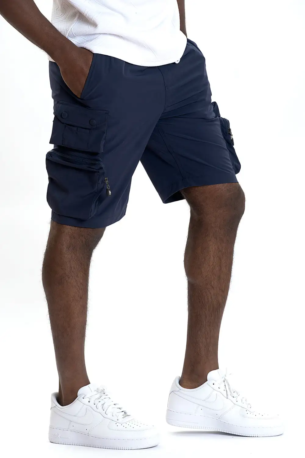 Structured Nylon Spandex Cargo Shorts