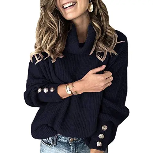 Women's Oversized Turtleneck Chunky Pullover Sweaters Cowl Neck Long Sleeve Winter Slouchy Loose Knit Sweaters