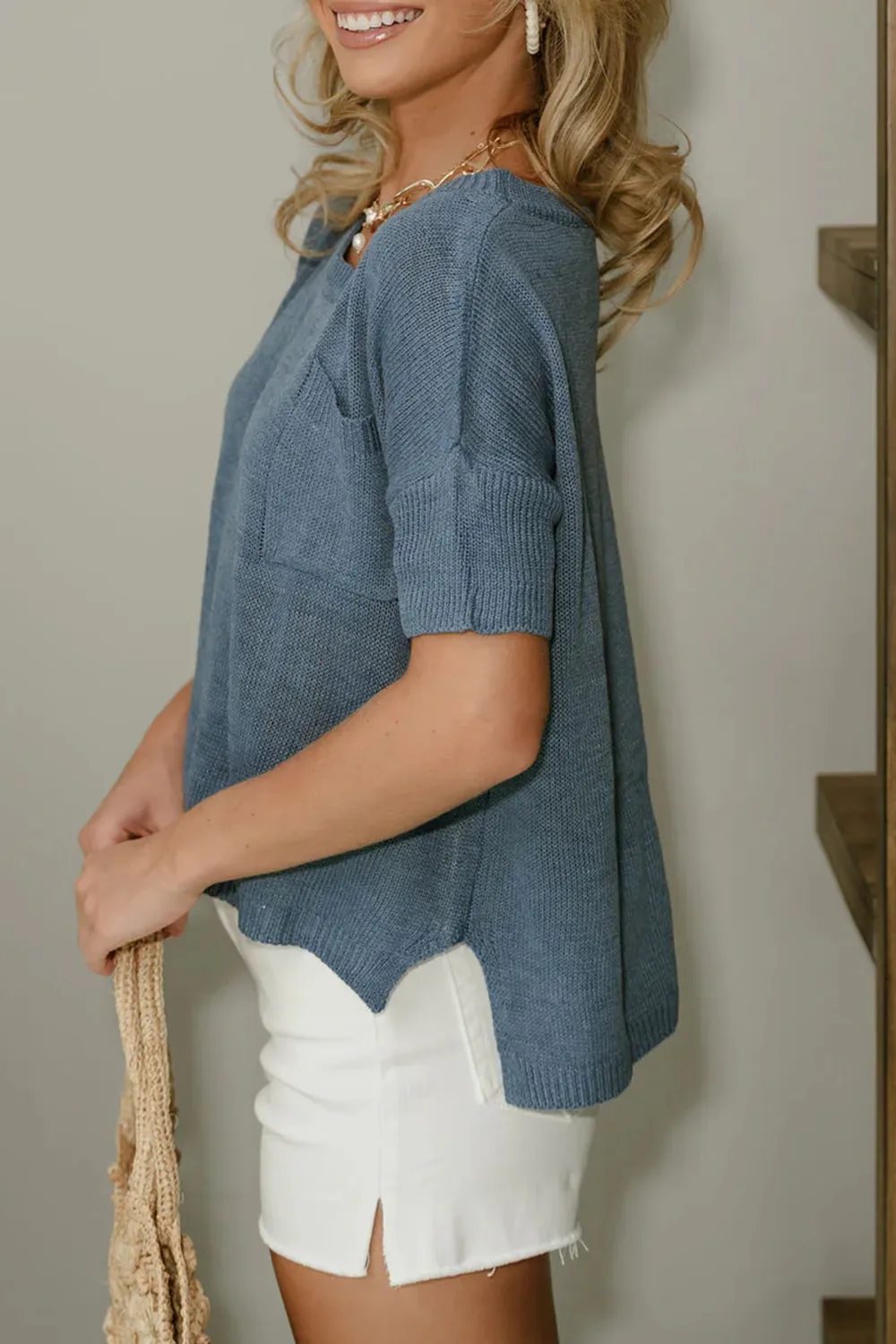 High-Low Hem Short Sleeve Vest