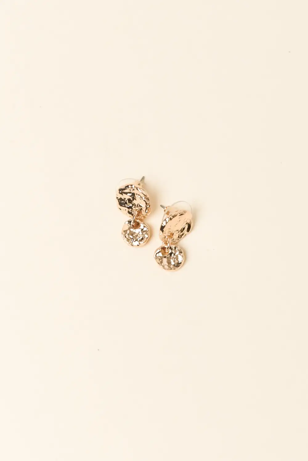 Drop Hammered Circular Earrings