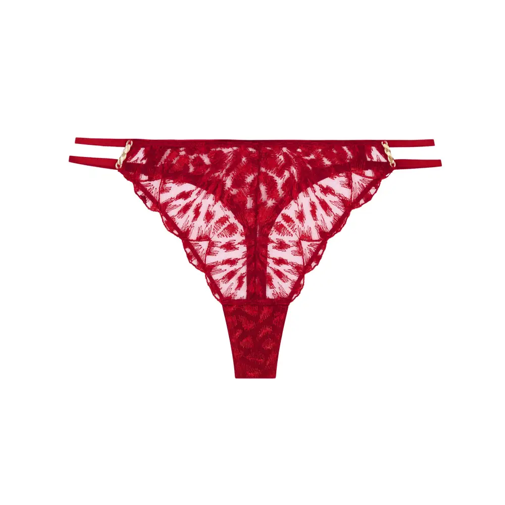 Women's High Cut Elastic Waistband Cotton Gusset Embroidery Cotton Lightweight Soft Fabric Stretch Fit Tanga Panty