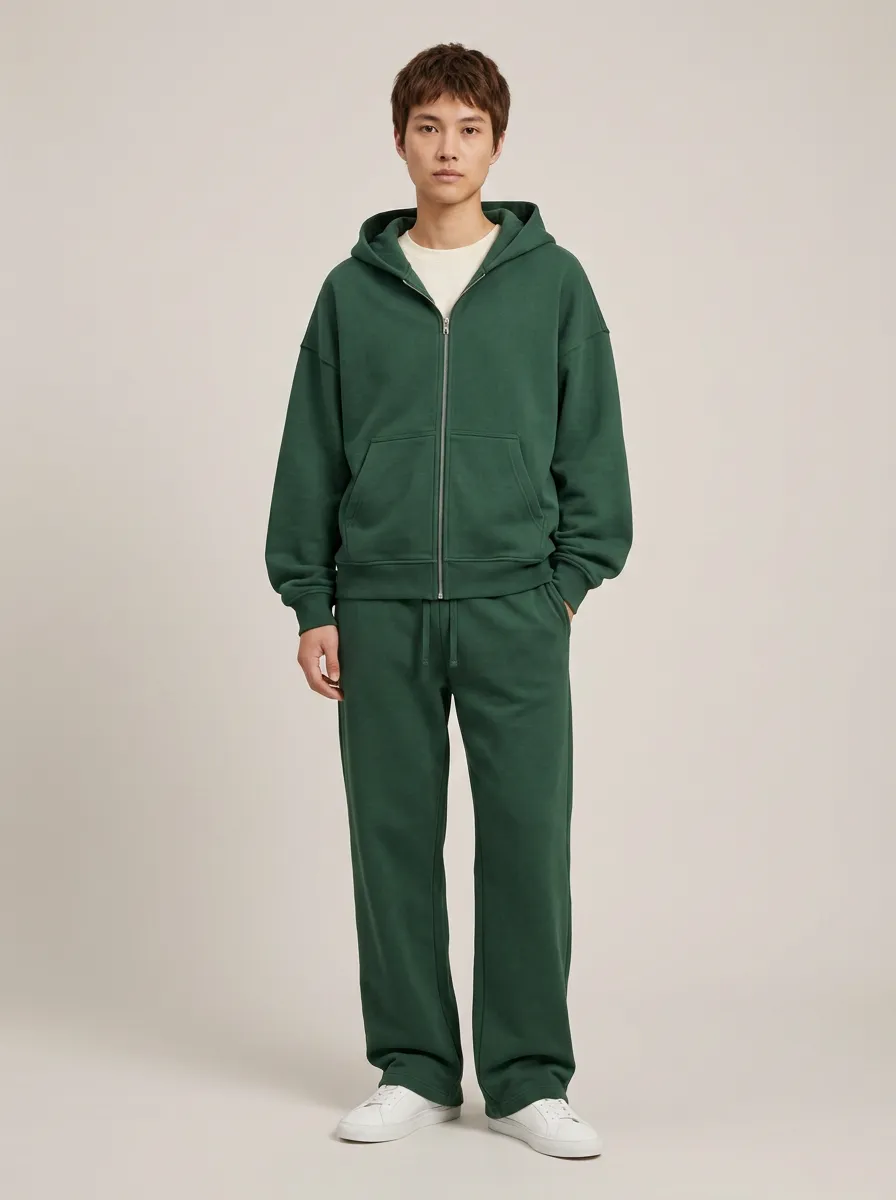 Unisex Minimalist Off Duty Zip-Up Hoodie Sweatpants Set