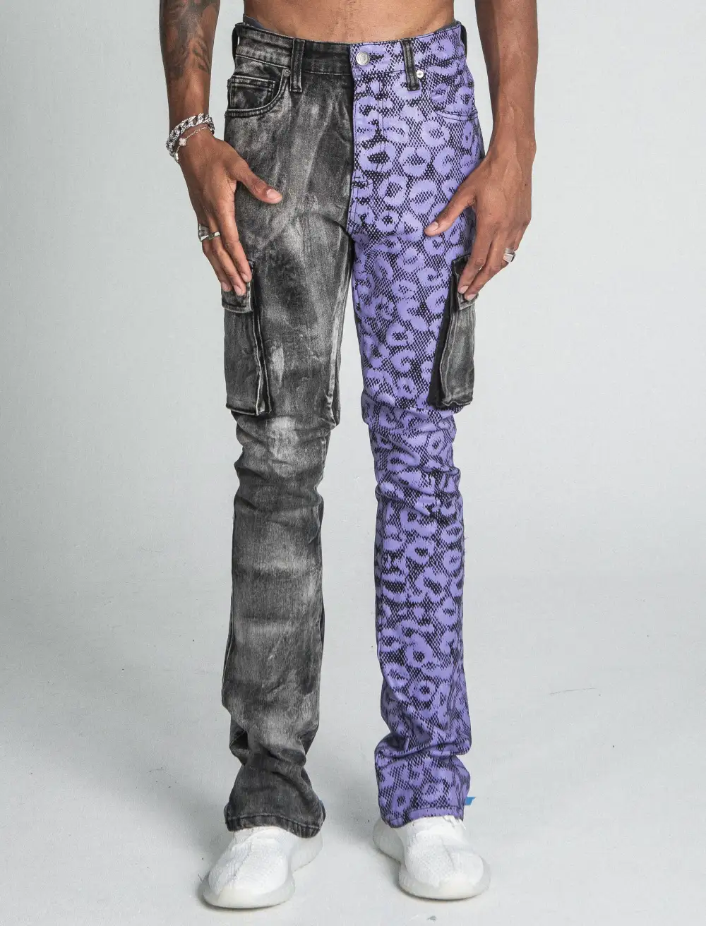 Two-Tone Patchwork Jeans